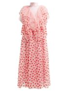 Matchesfashion.com Erdem - Guinevere Floral Flocked Tulle Gown - Womens - Pink Multi