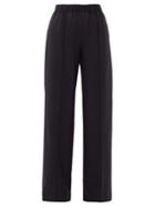 Matchesfashion.com Raey - Pintucked Elasticated-waist Wool Trousers - Womens - Navy