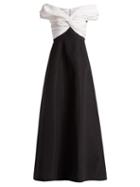 Matchesfashion.com Carolina Herrera - Off The Shoulder Gathered Silk Faille Gown - Womens - Black White