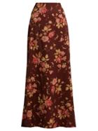 Matchesfashion.com Zimmermann - Unbridled Contour Floral Print Skirt - Womens - Burgundy Print