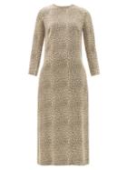 Ladies Rtw Raey - Leopard-jacquard Crepe Midi Shift Dress - Womens - Brown Print