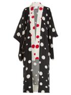Matchesfashion.com Racil - Mameha Dot Print Silk Cady Kimono Jacket - Womens - Black White