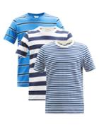 Matchesfashion.com Marni - Pack Of Three Striped Cotton-jersey T-shirts - Mens - Blue Multi