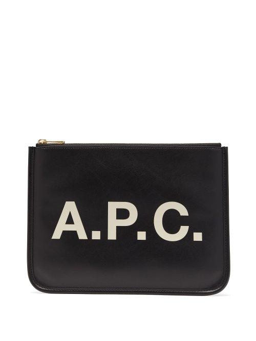 Matchesfashion.com A.p.c. - Morgane Logo Print Vinyl Pouch - Womens - Black