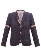 Thom Browne - Single-breasted Checked Wool-twill Jacket - Womens - Navy
