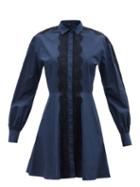 Giambattista Valli - Macram Lace Cotton-poplin Mini Shirt Dress - Womens - Navy Black