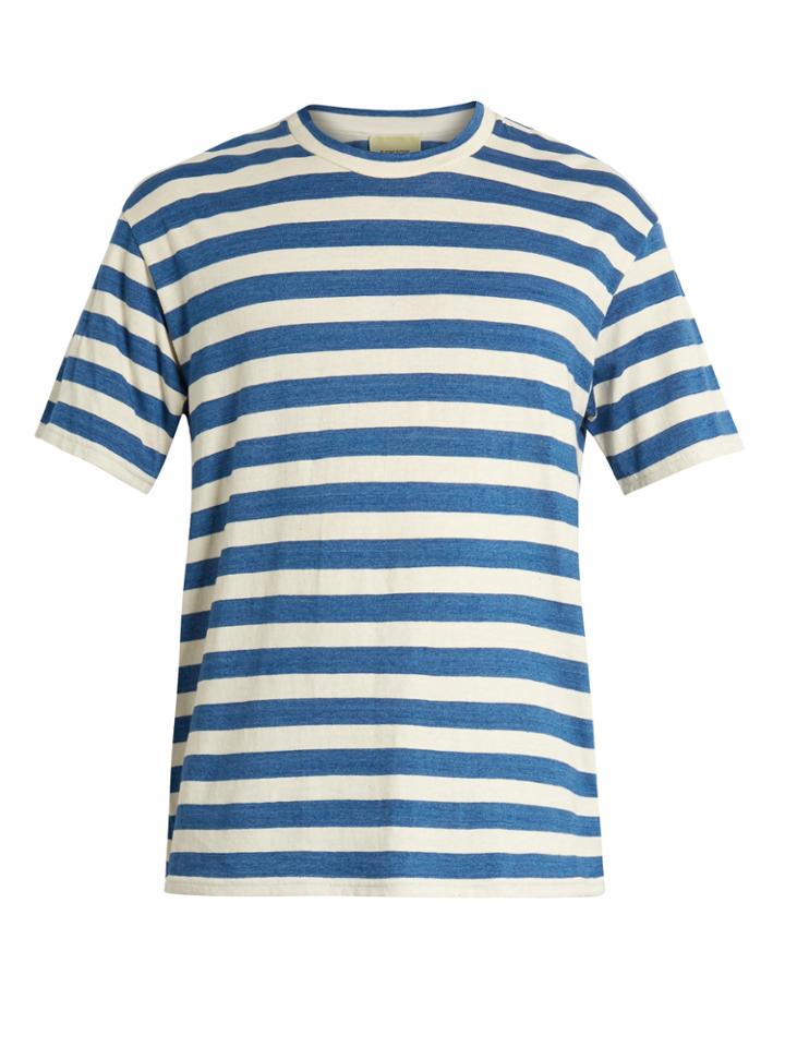 De Bonne Facture Crew-neck Striped Cotton T-shirt
