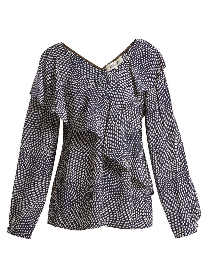 Diane Von Furstenberg Easton Polka-dot Print Silk Wrap Top