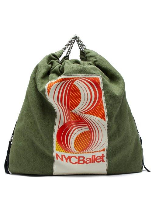 Matchesfashion.com Acne Studios - Ballet Print Gathered Linen Canvas Bag - Womens - Khaki