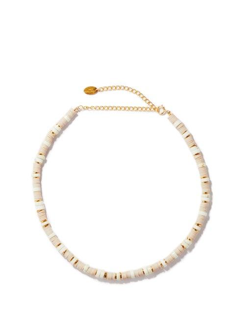 Matchesfashion.com Elise Tsikis - Vadodara Magnesite & 24kt Gold-plated Choker - Womens - White Multi