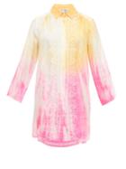 Matchesfashion.com Juliet Dunn - Oversized Embroidered Tie-dye Silk Shirt - Womens - Yellow Multi