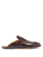 Matchesfashion.com Marsll - Guardella Backless Leather Loafers - Mens - Dark Brown