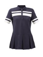 Bogner - Senja Pleated-peplum Piqu Polo Shirt - Womens - Navy