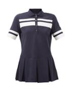 Bogner - Senja Pleated-peplum Piqu Polo Shirt - Womens - Navy