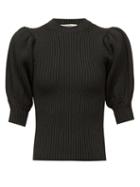 Matchesfashion.com Cecilie Bahnsen - Maddy Puff-sleeve Rib-knitted Sweater - Womens - Black