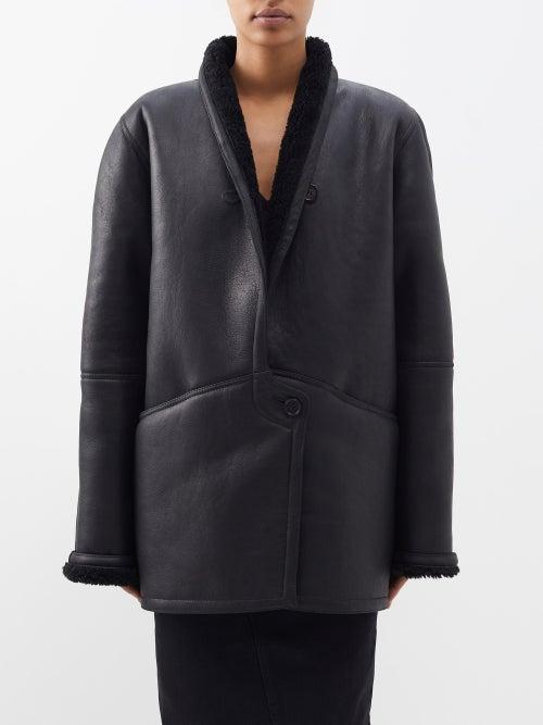 Raey - Shawl Collar Nappa Shearling Coat - Womens - Black