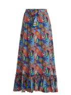 Etro Abstract Floral-print Ruffle-trim Cotton Skirt