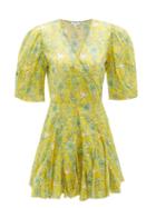 Matchesfashion.com Rhode - Rosie Puff-sleeve Floral-print Cotton Mini Dress - Womens - Yellow Print