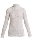 Matchesfashion.com Dolce & Gabbana - Floral High Neck Stretch Lace Top - Womens - White