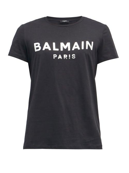 Mens Rtw Balmain - Foil-logo Cotton-jersey T-shirt - Mens - Black