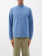 Sunspel - Zip-neck Cotton Loopback-jersey Sweatshirt - Mens - Blue