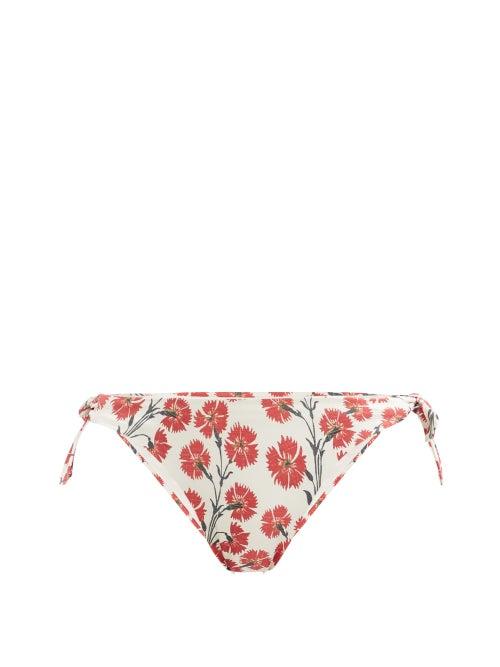 Matchesfashion.com Agua By Agua Bendita - Cidron Floral-print Side-tie Bikini Briefs - Womens - White Print
