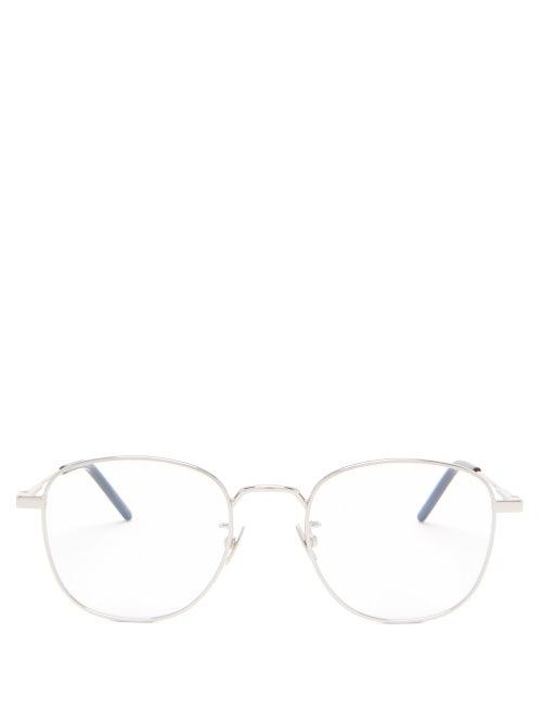 Matchesfashion.com Saint Laurent - Round Metal Glasses - Mens - Silver