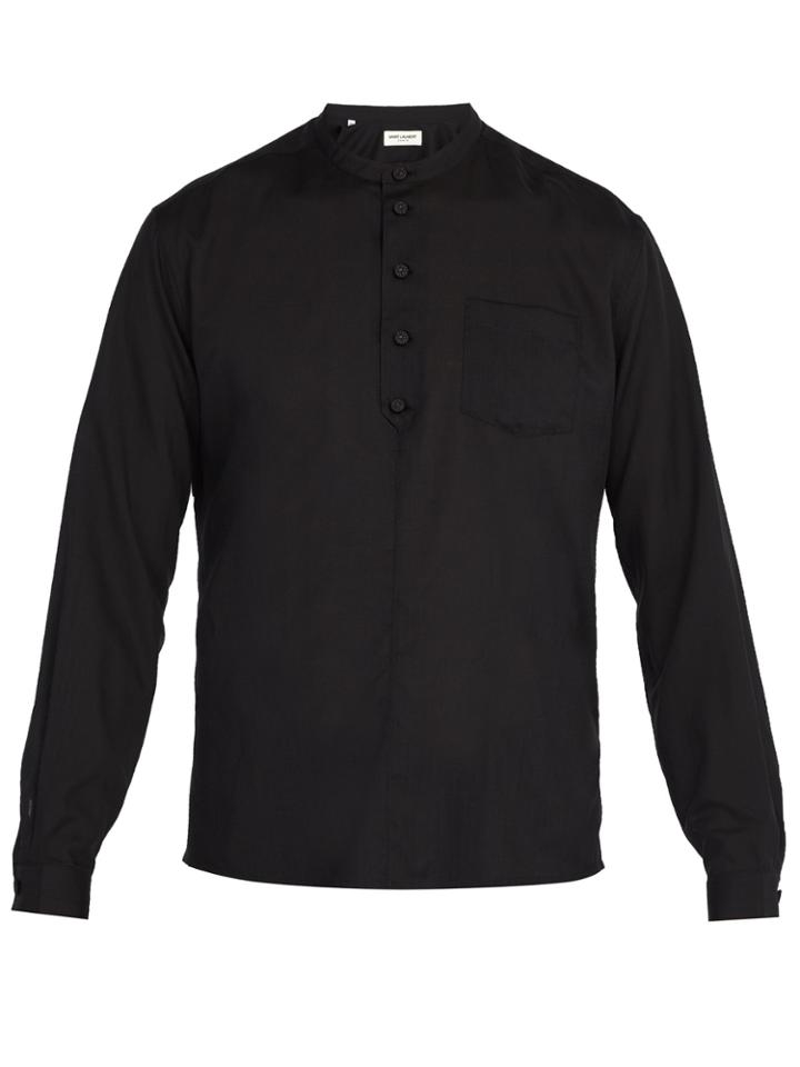 Saint Laurent Band-collar Wool Shirt