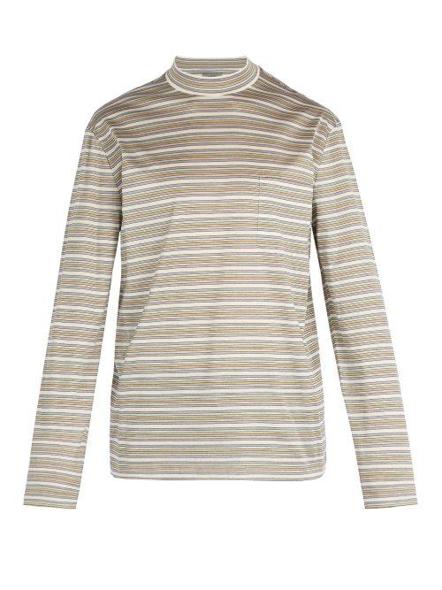 Matchesfashion.com Lanvin - High Neck Long Sleeved Cotton T Shirt - Mens - Multi