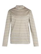 Matchesfashion.com Lanvin - High Neck Long Sleeved Cotton T Shirt - Mens - Multi