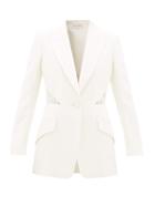 Matchesfashion.com Alexander Mcqueen - Lace-inset Single-breasted Wool-blend Crepe Jacket - Womens - Ivory