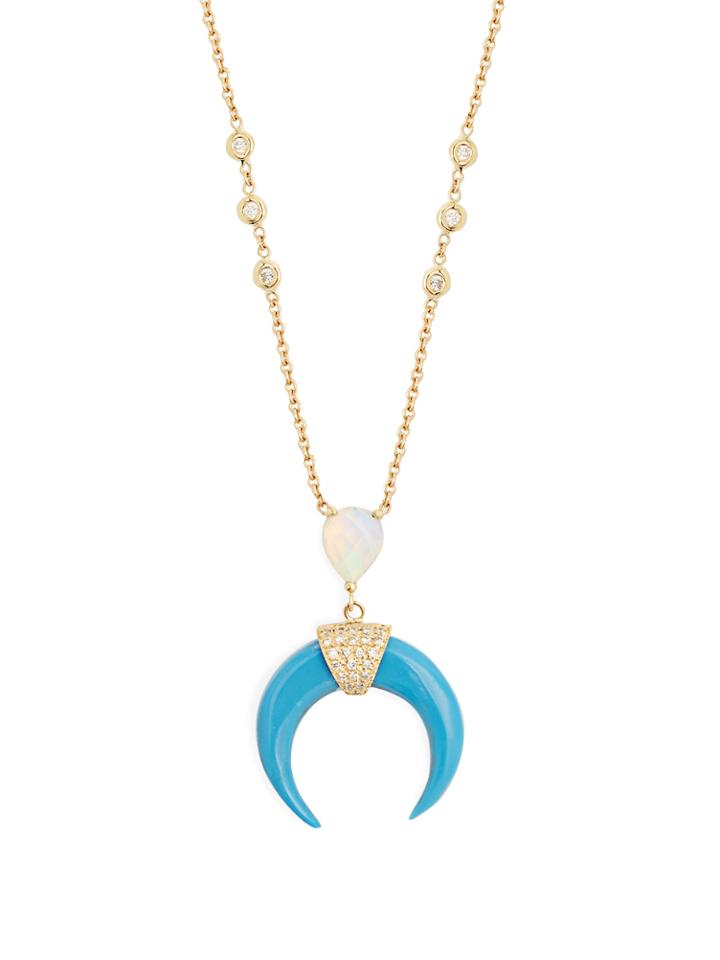 Jacquie Aiche Diamond, Opal, Turquoise & Yellow-gold Necklace