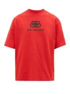 Matchesfashion.com Balenciaga - Bb Logo Print Cotton T Shirt - Mens - Red