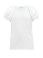 Matchesfashion.com Alexander Mcqueen - Poplin Puff-sleeved Cotton-jersey T-shirt - Womens - White