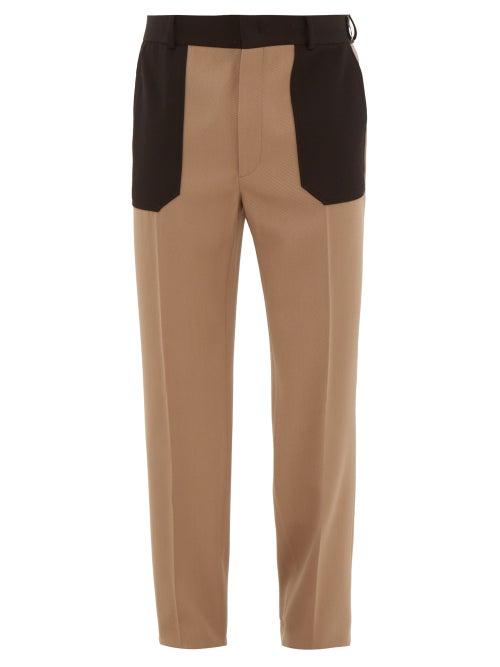 Matchesfashion.com Fendi - Two Tone Virgin Wool Twill Trousers - Mens - Black Beige