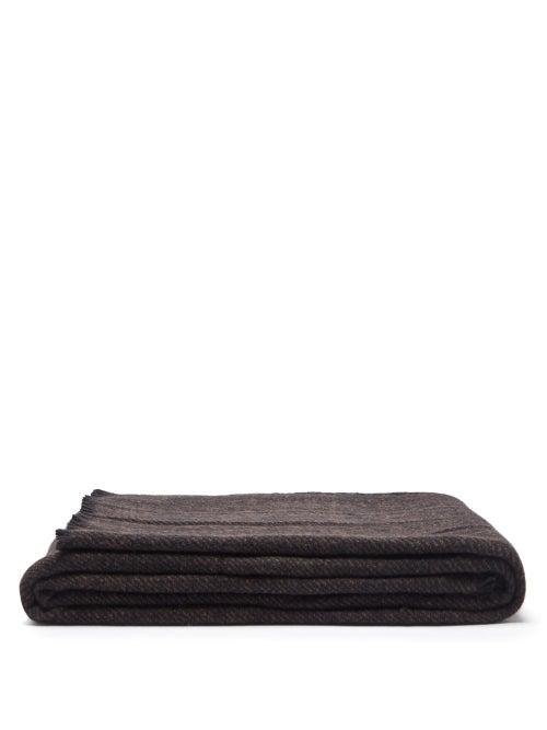Matchesfashion.com Denis Colomb - Namache Herringbone Yak-hair Blanket - Dark Grey