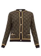 Matchesfashion.com Gucci - Lam Gg Jacquard Wool Blend Cardigan - Womens - Black Gold
