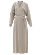Ladies Rtw Raey - Dolman-sleeve Side-split Wrap Dress - Womens - Grey