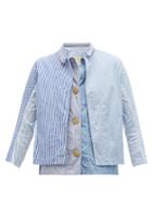 Matchesfashion.com By Walid - Patchworked Cotton Poplin Shirt - Womens - Blue Multi