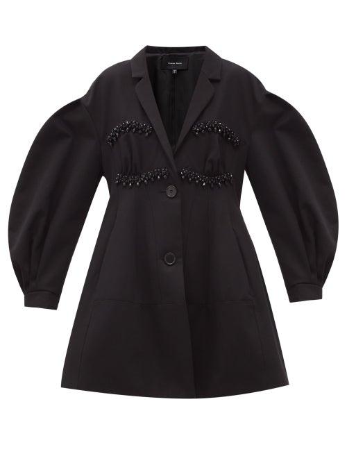 Matchesfashion.com Simone Rocha - Beaded Balloon-sleeve Drill Evening Coat - Womens - Black