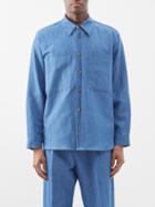 Le17septembre Homme - Layered-placket Patch-pocket Cotton-blend Shirt - Mens - Blue
