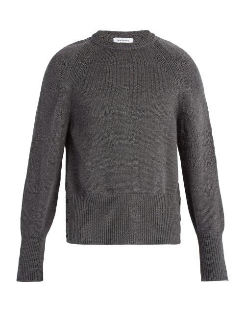 Matchesfashion.com Thom Browne - Crew Neck Wool Sweater - Mens - Grey