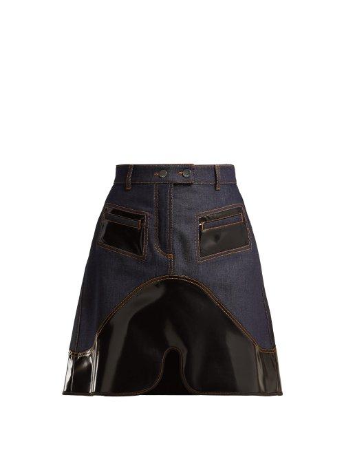 Matchesfashion.com Ellery - Vontz Contrast Panel Denim Skirt - Womens - Denim