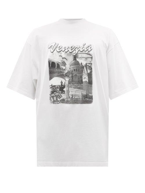 Balenciaga - Venezia-print Cotton-jersey T-shirt - Mens - White