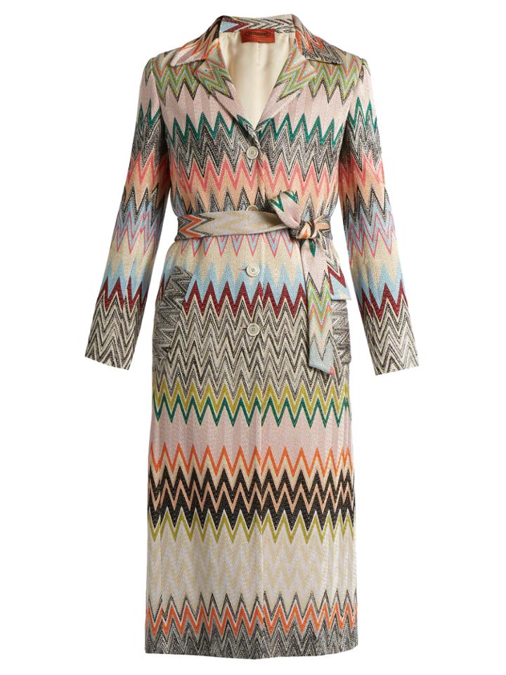 Missoni Single-breasted Zigzag-knit Trench Coat