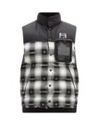 Matchesfashion.com 7 Moncler Fragment - Daxy Down-quilted Checked-flannel Gilet - Mens - Black White
