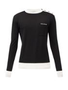 Matchesfashion.com Balmain - Logo-jacquard Virgin-wool Sweater - Mens - Black