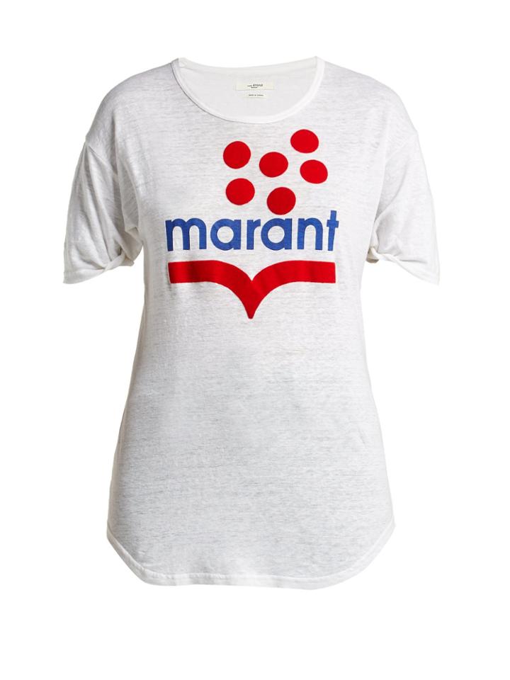 Isabel Marant Étoile Koldia Logo-print Slub-linen T-shirt