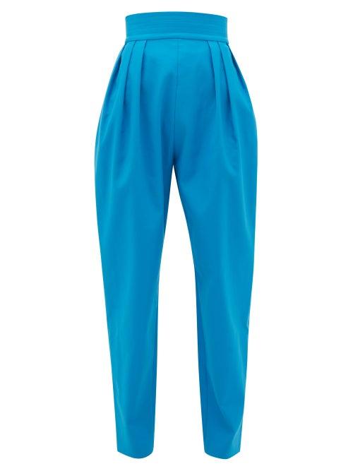 Matchesfashion.com The Attico - High-rise Pleated Cotton-blend Trousers - Womens - Blue