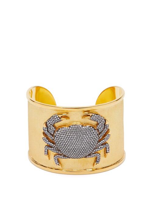 Matchesfashion.com Begum Khan - Crystal-crab 24kt Gold-plated Cuff - Womens - Gold